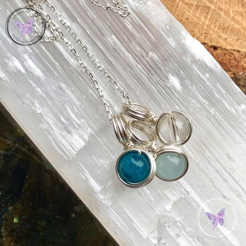 Aquamarine Silver Wire Wrapped Pendant